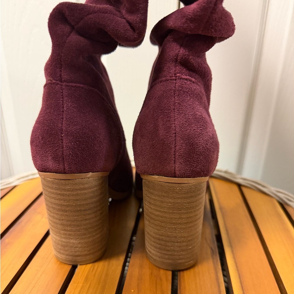Nine West Abee Knee Wine Boots Suede 6.5 Western Cowgirl - Picture 7 of 8